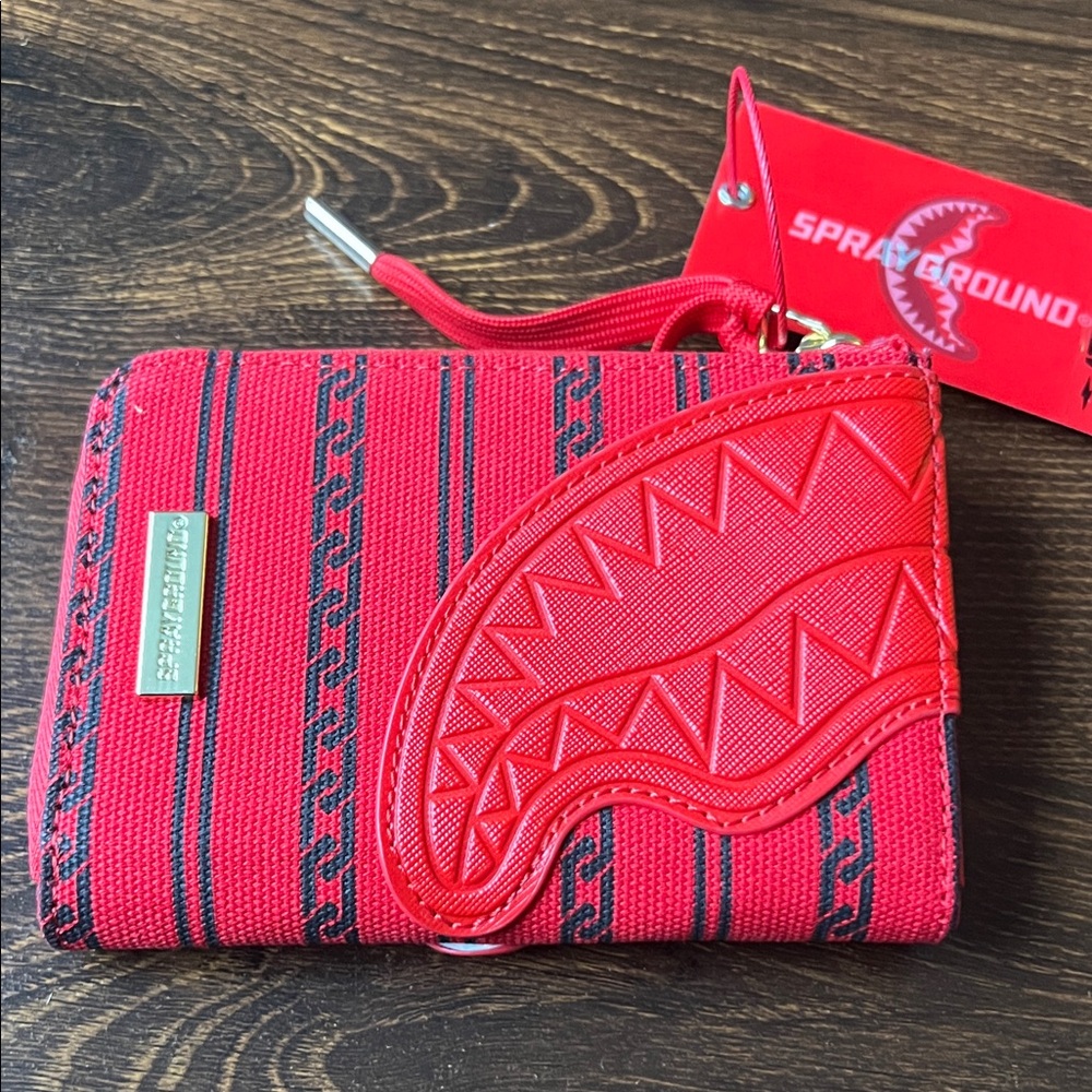 Sprayground redand Black Striped Wallet with Keychain - Picture 3 of 3